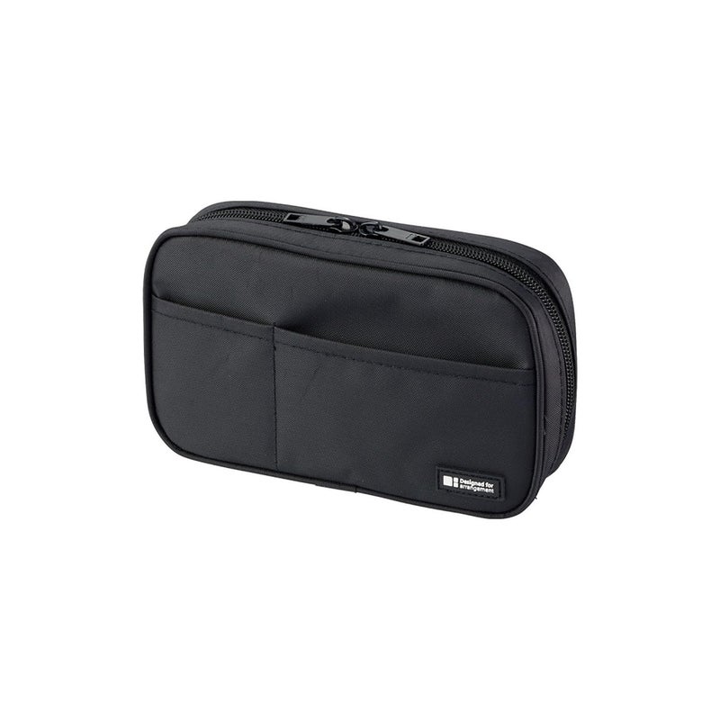 LIHIT LAB Large Capacity Zipper Pencil Case For School Office College, Big Capacity 4 Compartments Pencil Bag Holder Adults Teen Boys Girls, Travel Cosmetics Storage, Jet Black (A7551-124) - Image 1